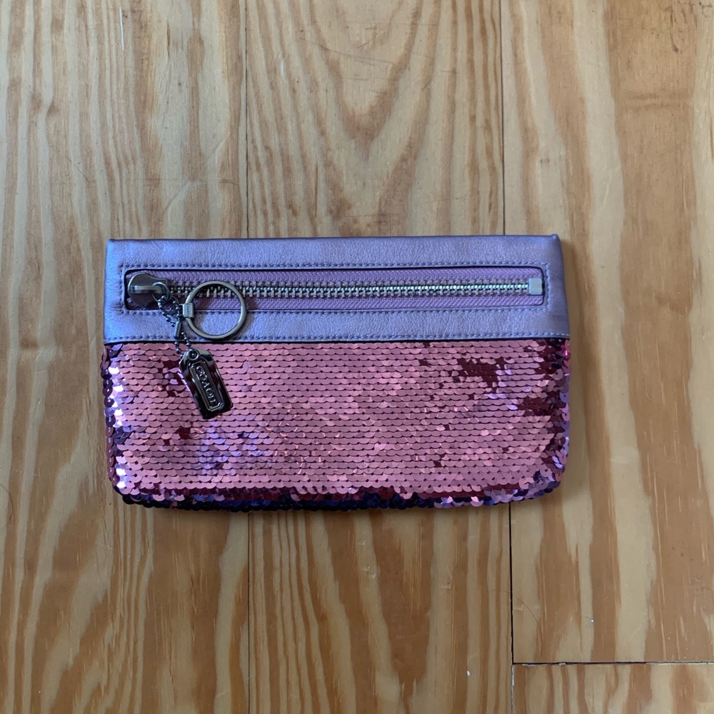 Coach Pink Sequin Clutch